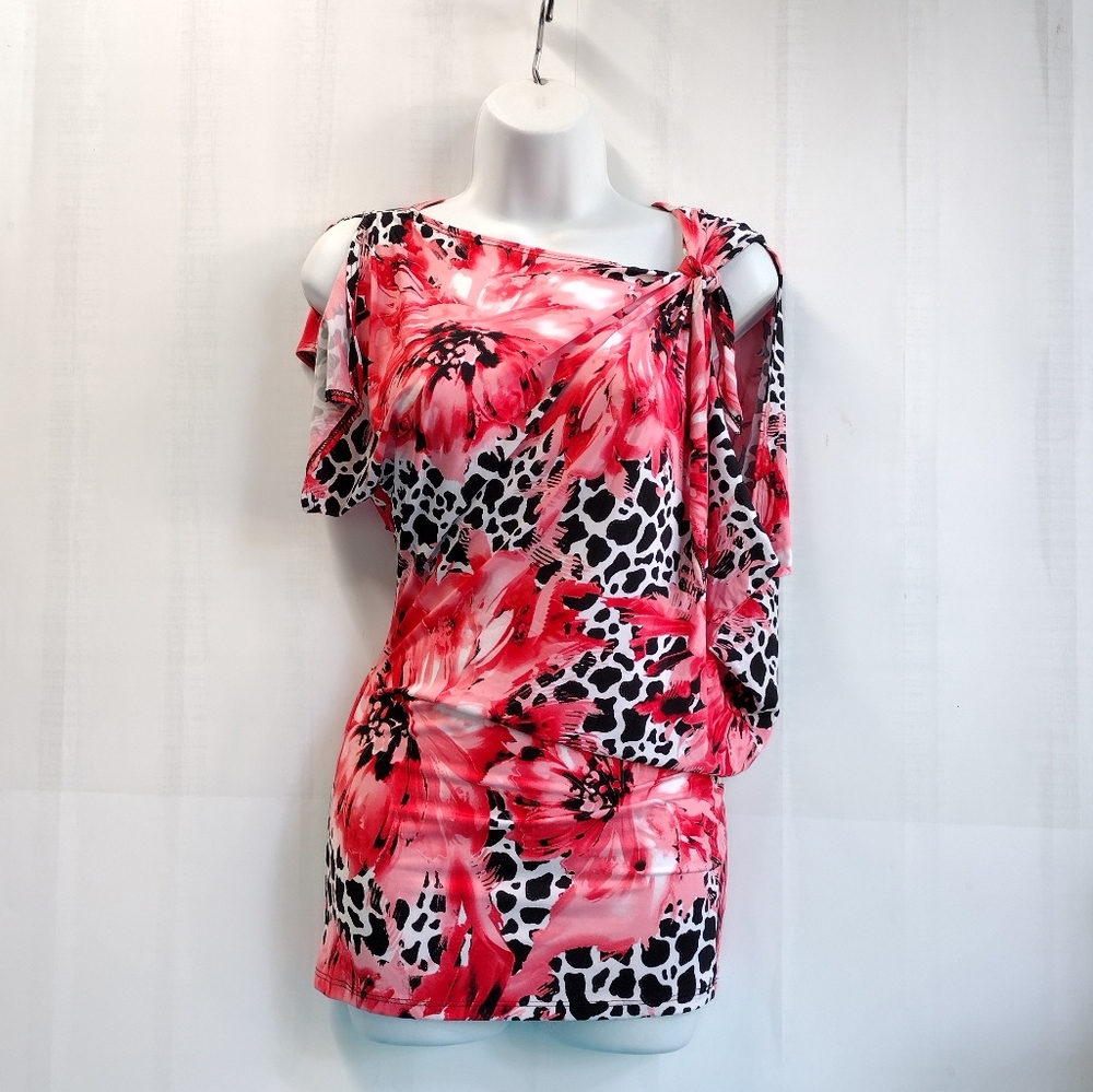 NEW Backstage Women's Floral Tie Cold Shoulder Mini Dress Size S